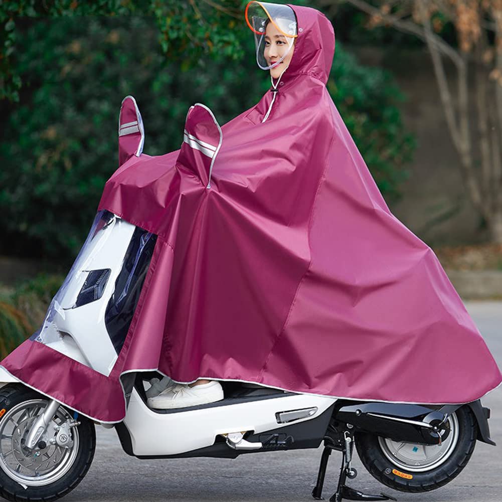 Uniseks Poncho przeciwdeszczowe Na zewnątrz Rower/Ebike/Motocykl/skuter Kurtka rowerowa Płaszcz przeciwdeszczowy Peleryna (Wino Czerwone Pojedyncze 4XL (Z lusterkiem wstecznym))