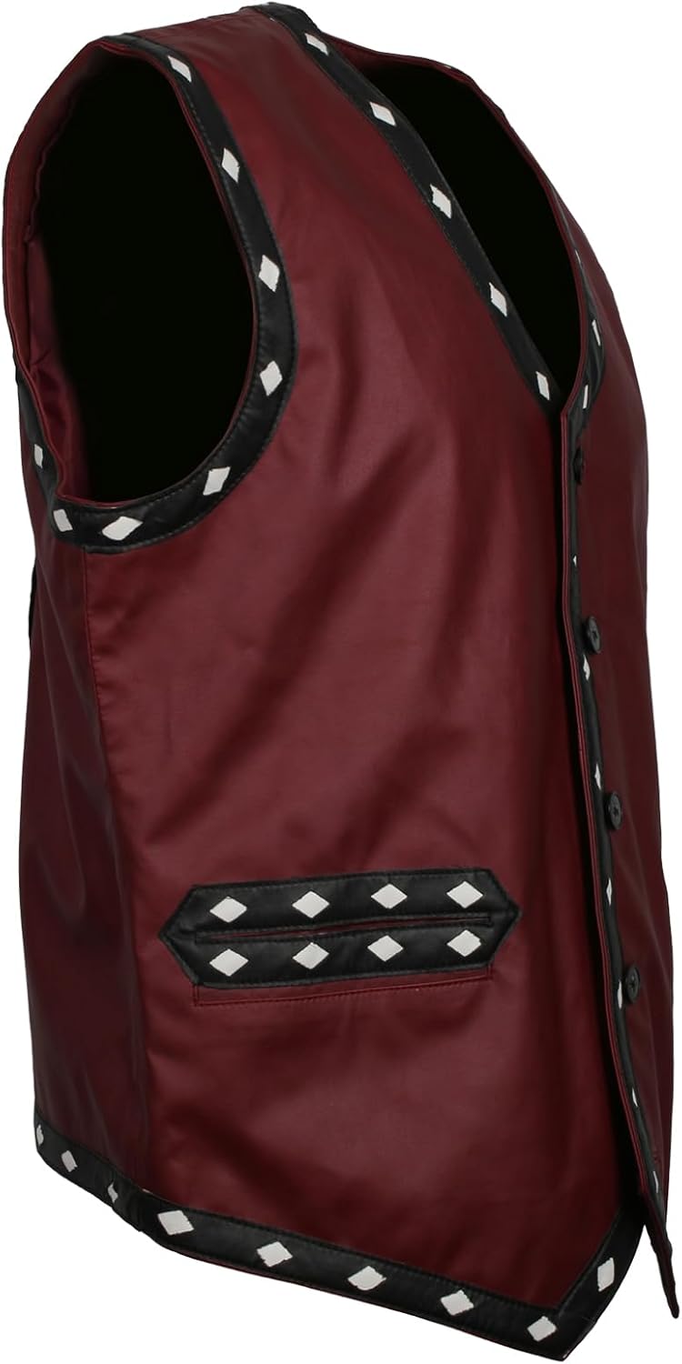 The Warr-iors Men Maroon Leather Vest Cosplay Costume