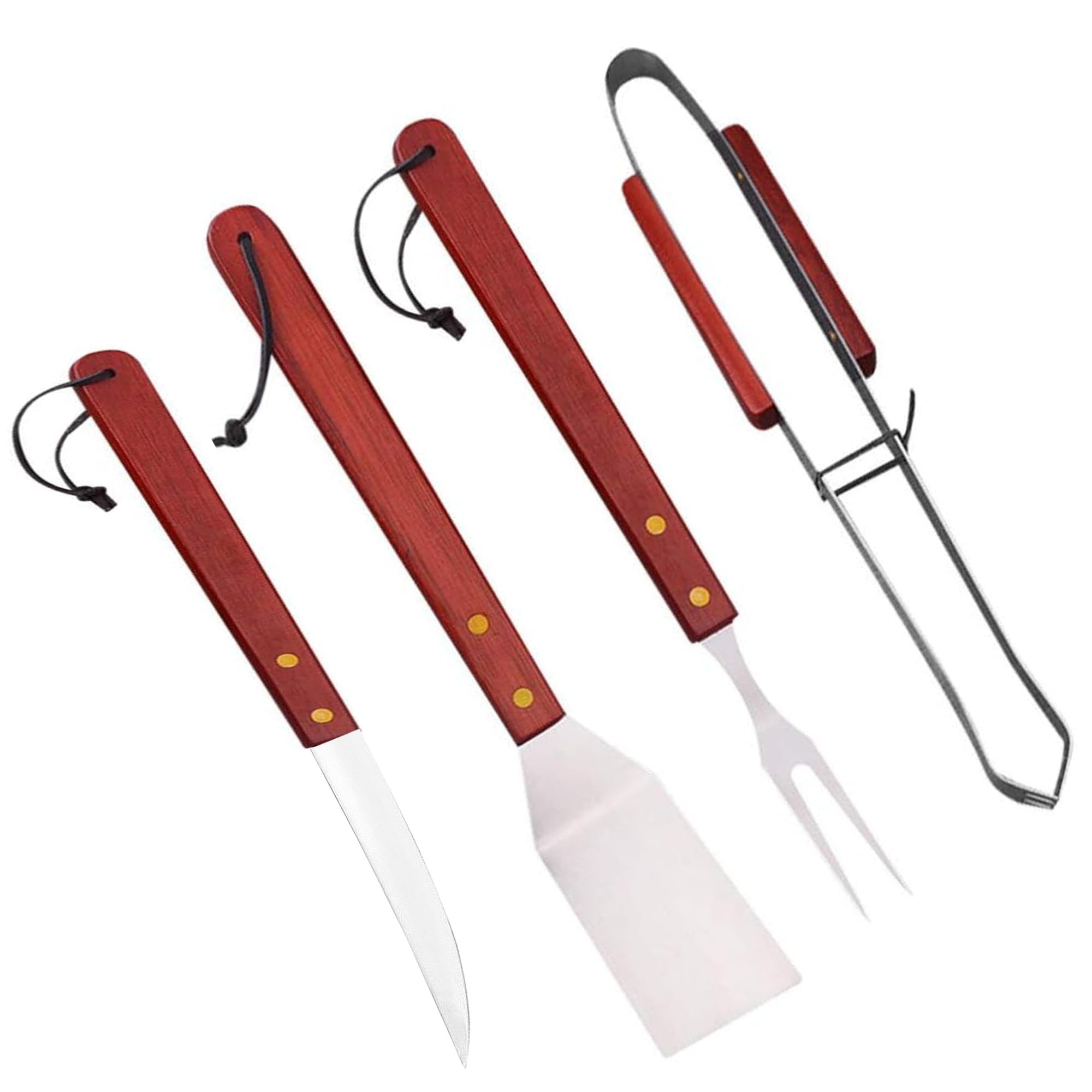 Reko 4 PCS Portable Grilling Utensil Kit, Compact Barbecue Tool Set - BBQ Tools Set, Suitable for Cooking and Camping Grilling Accessories