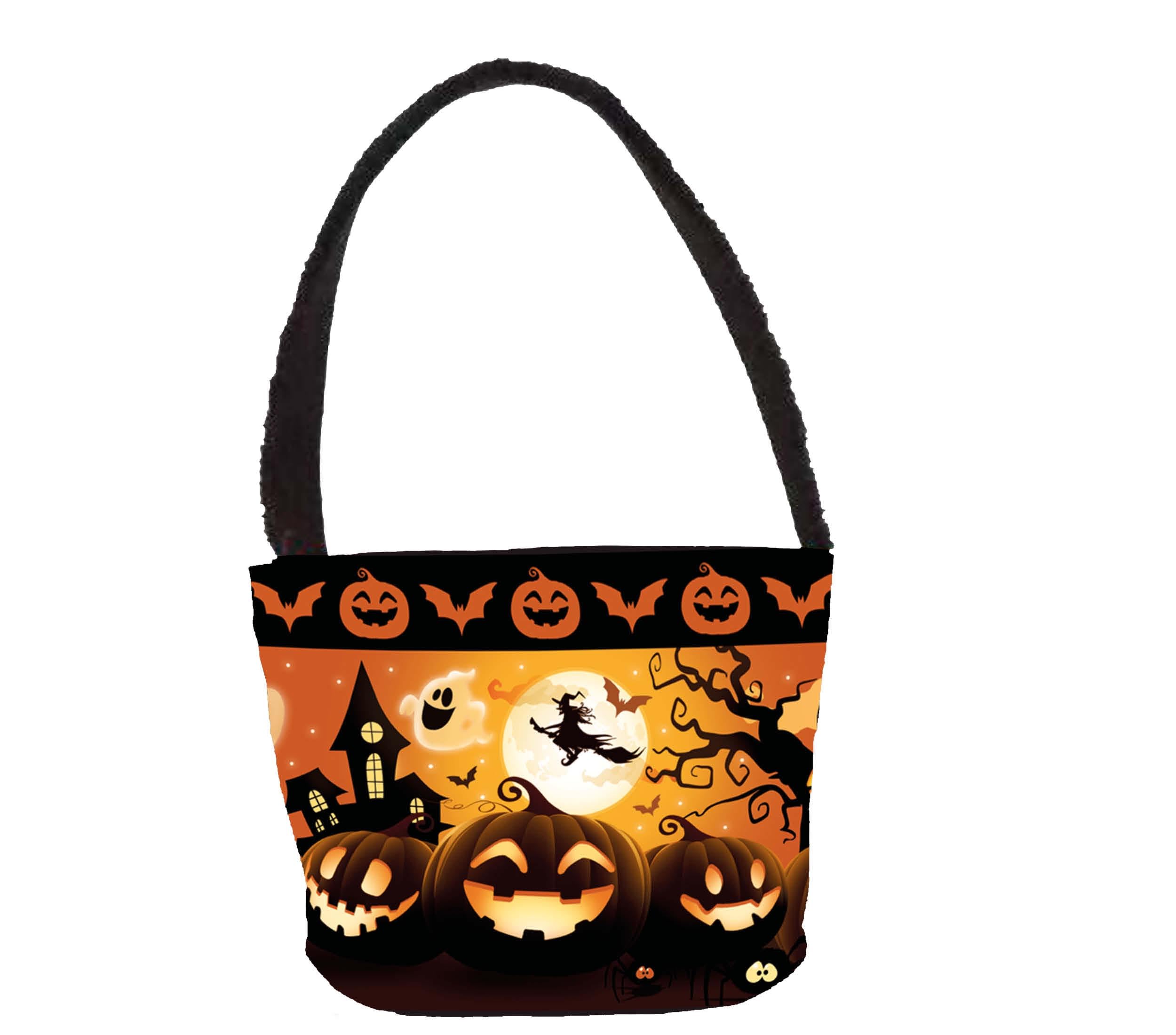 FIESTAS GUIRCA | Orange Pumpkin Bucket (30x15 cm) - Trick or Treat Bucket for Halloween and Fancy Dress Parties - Decoration and Accessory for Children and Adults - Multicoloured