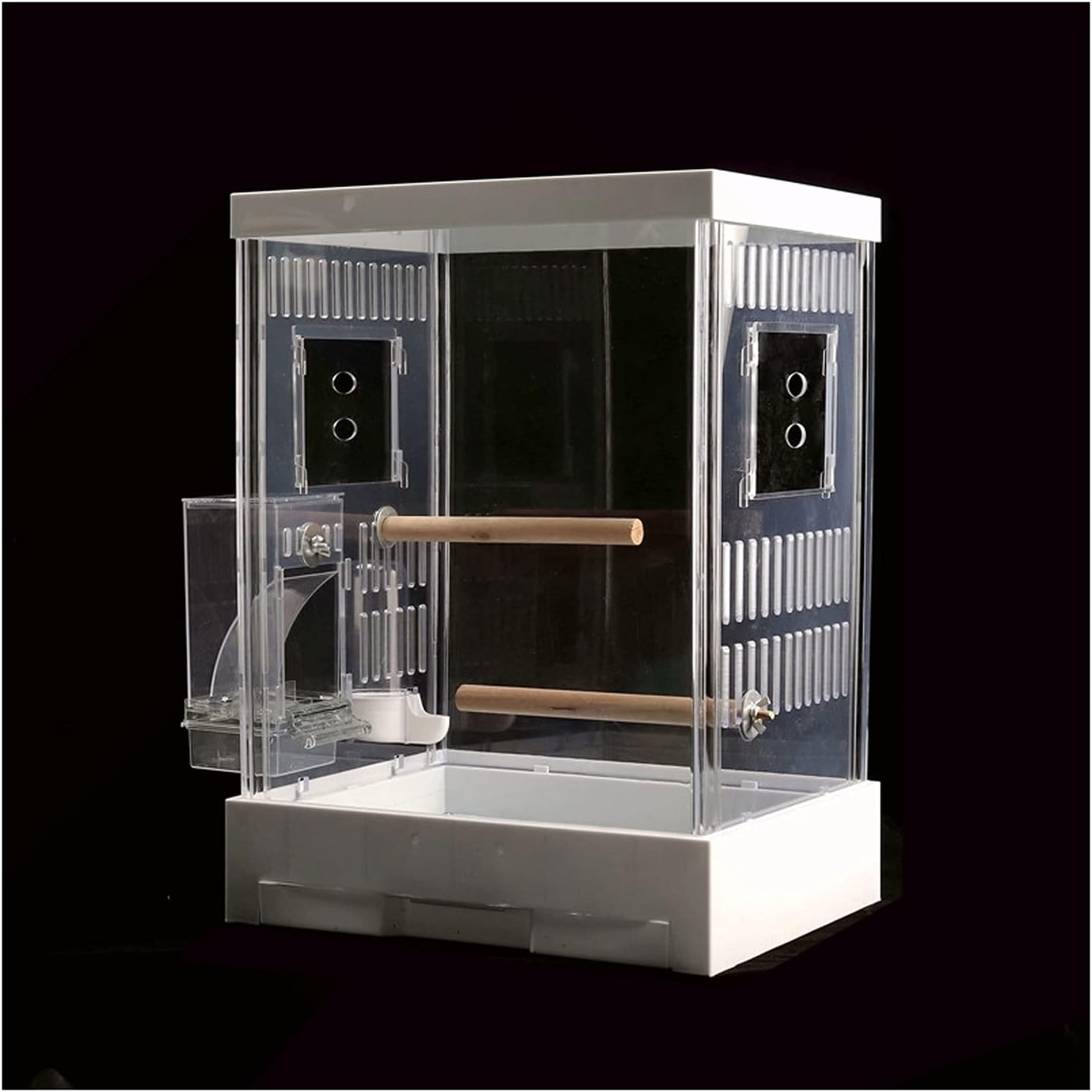 Bird cage White Bird Carrier Transparent Plastic Bird Travel Cage with Automatic Feeder for Indoor Outdoor Small Birds Display Bird's nest (Color : White)
