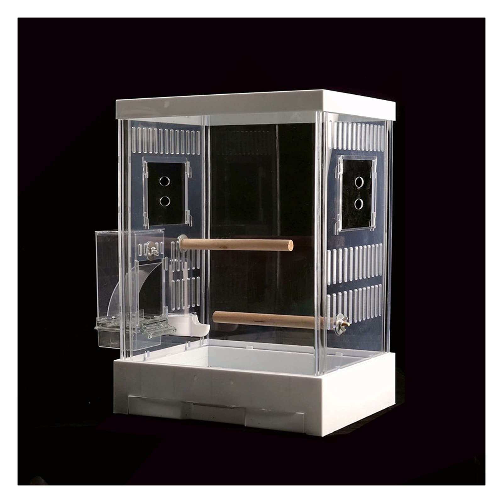 Bird cage White Bird Carrier Transparent Plastic Bird Travel Cage with Automatic Feeder for Indoor Outdoor Small Birds Display Bird's nest (Color : White)