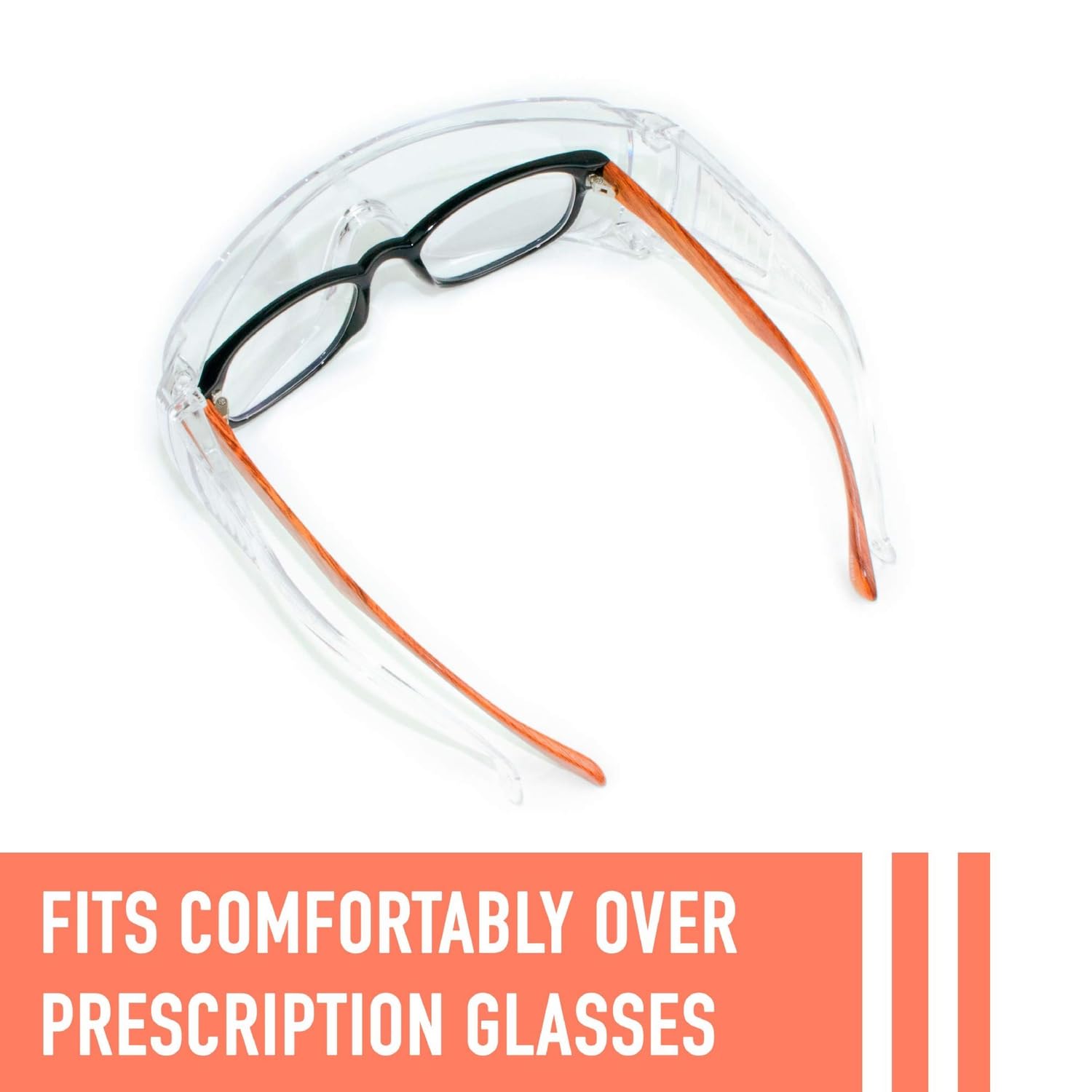 Aqulius Gafas de seguridad sobre gafas (antivaho y resistentes a los arañazos), protección ocular transparente - Gafas de seguridad OTG