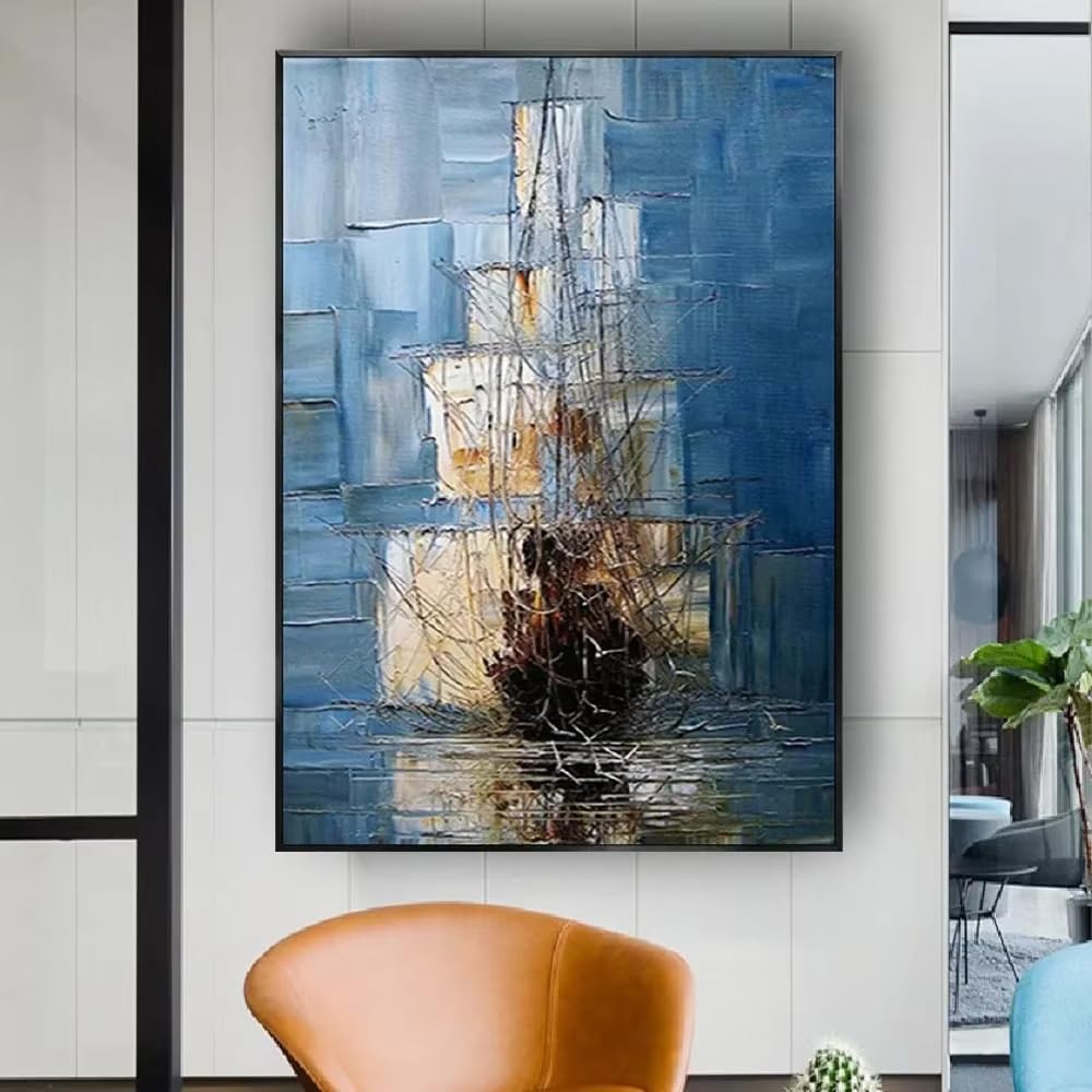DFZEWKI Sail Boat Seascape Canvas Modern Wall Decor Wall Art Landscape for Living Room Home Decor Wall Art Prints Ideal(50x75cm(20x30in)/No frame)