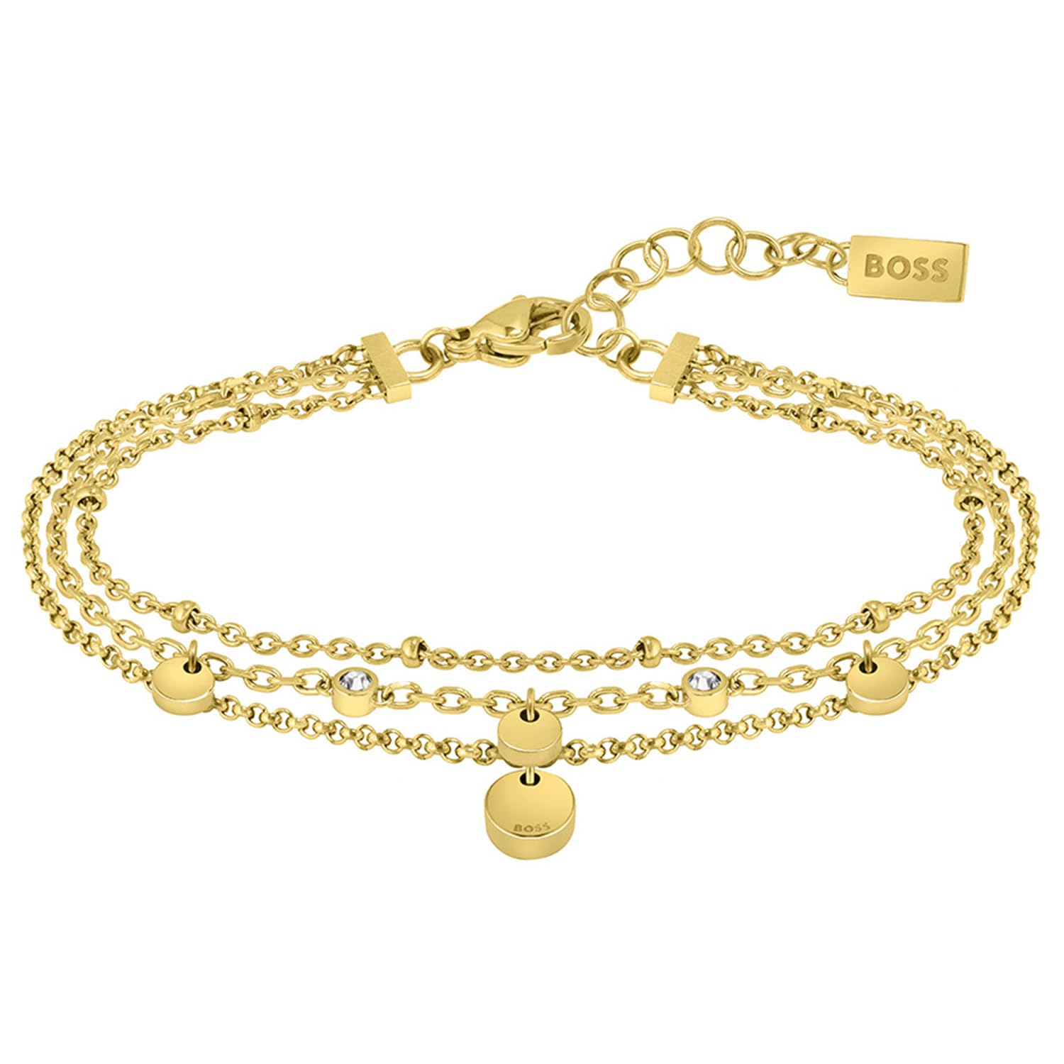 BOSS Jewelry Women's IRIS Collection Bracelet with Multiple Chains in Yellow Gold with Charms - 1580335