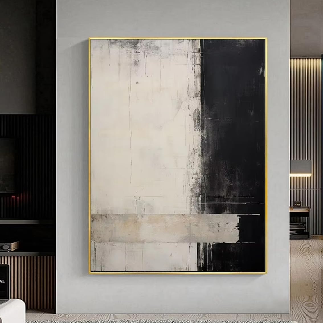 DFZEWKI Beige Abstract Painting Beige Wall Art Circular Wall Decor Canvas Home Decor Abstract Art(70x100cm(28x39in)/No frame)