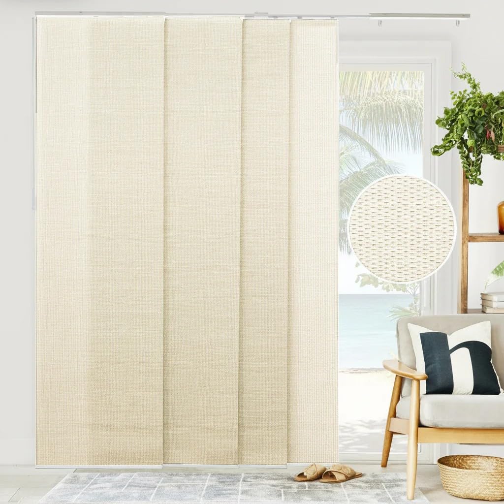 CHICOLOGY Vertical Blinds Divider Door Blinds for Sliding Glass Doors Temporary Wall Closet Curtain Room Door Beige Weave (Natural Woven) Width: 46-86 x Height: 96 inches