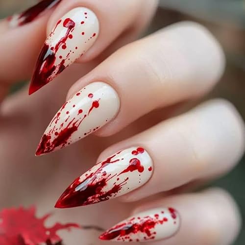 Halloween Vampire Press on Nails White Medium Almond Fake Nails