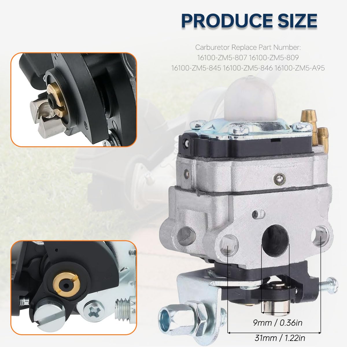 ZAMDOE FG100 GX31 Carburetor Compatible for Honda 4 Cycle Engine GX22 GX31 FG100 HHE31C HHT31S UMK431 UMK431K1 Tiller String Trimmer/Brush Cutter, Replace 16100-ZM5-803 16100-ZM5-A95 - Image 3
