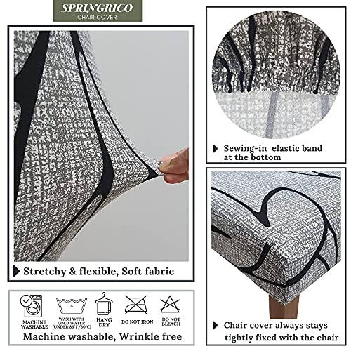 Image of SPRINGRICO Chair Covers for Dining Room 6 Pack, Stretch Dining Chair Cover, Washable Spandex Kitchen Parsons Chair Slipcovers, Removable Seat Protector for Home or Party ( Set of 6, Lotus Gray)