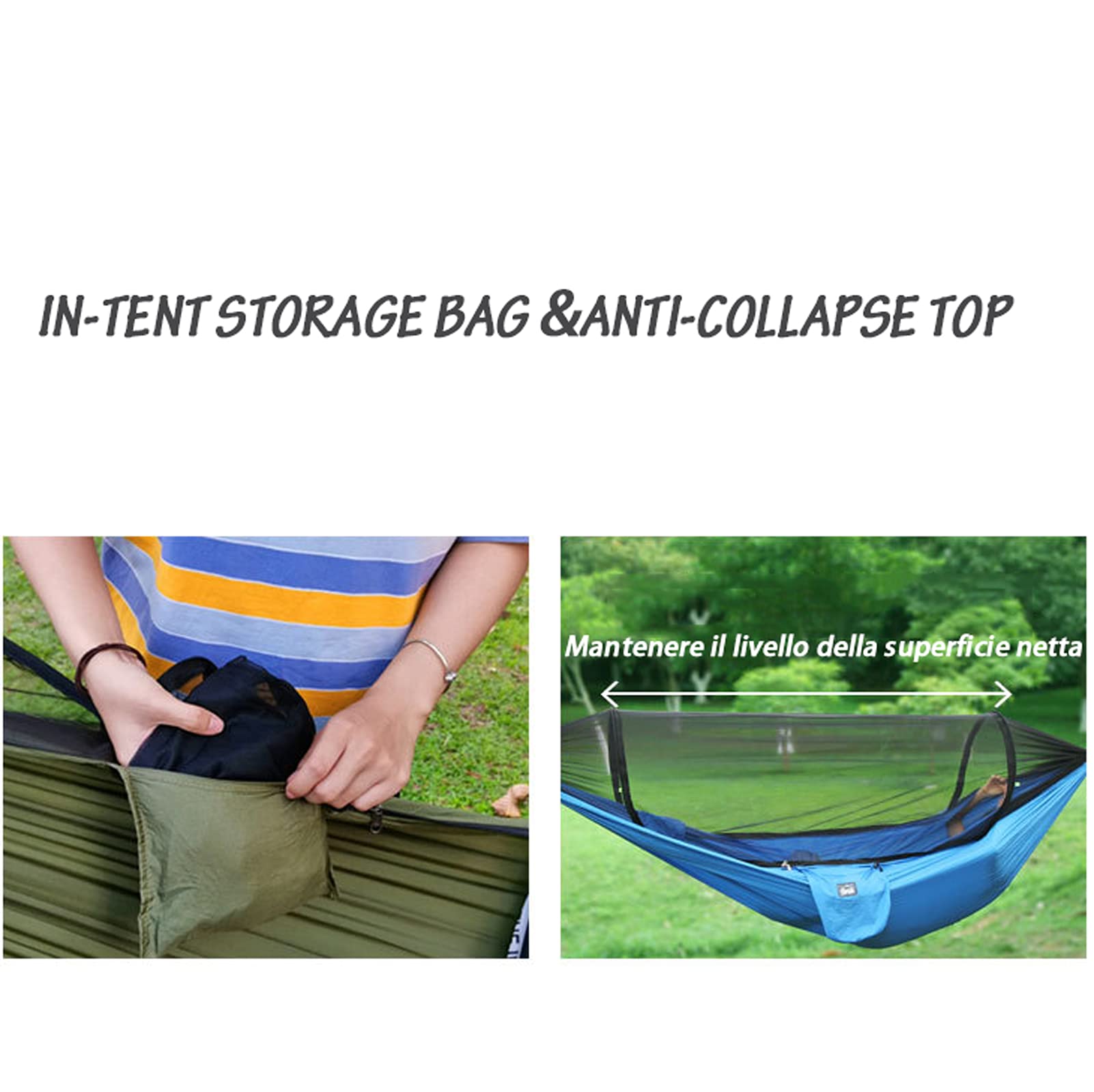 DYTWXG Hamaca para Acampar con mosquitera Hamaca Doble portátil Liviana con Tela de Sombra Material de paracaídas Hamaca con Lona para Caminatas Camping Mochilero Viajes Patio Trasero Playa