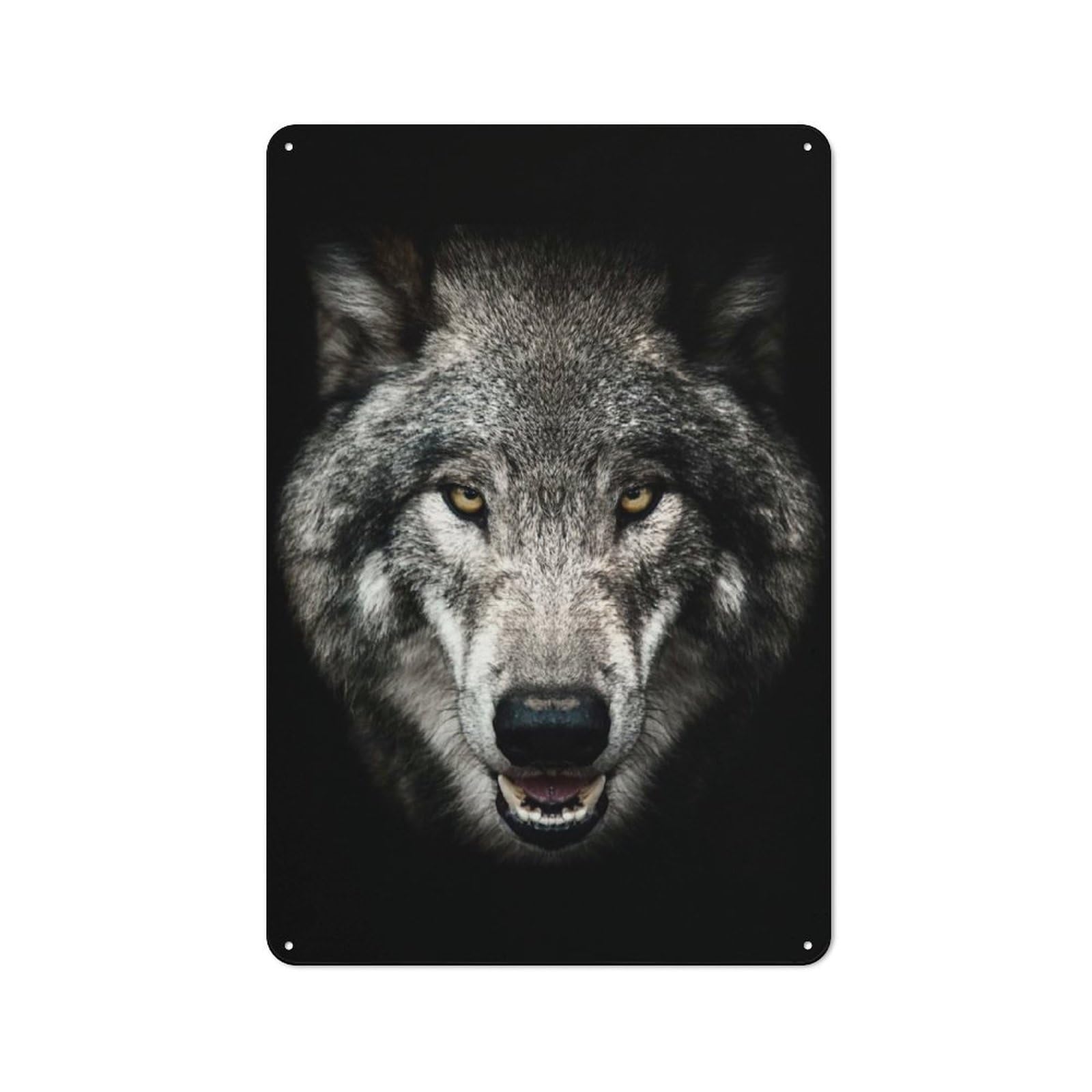 Junmoney Style-23 Wild Angry Wolf Head Industrial-Style Tin Sign 30X20cm For Garage Or Workshop, For Garage, Workshop And Man Cave Decoration