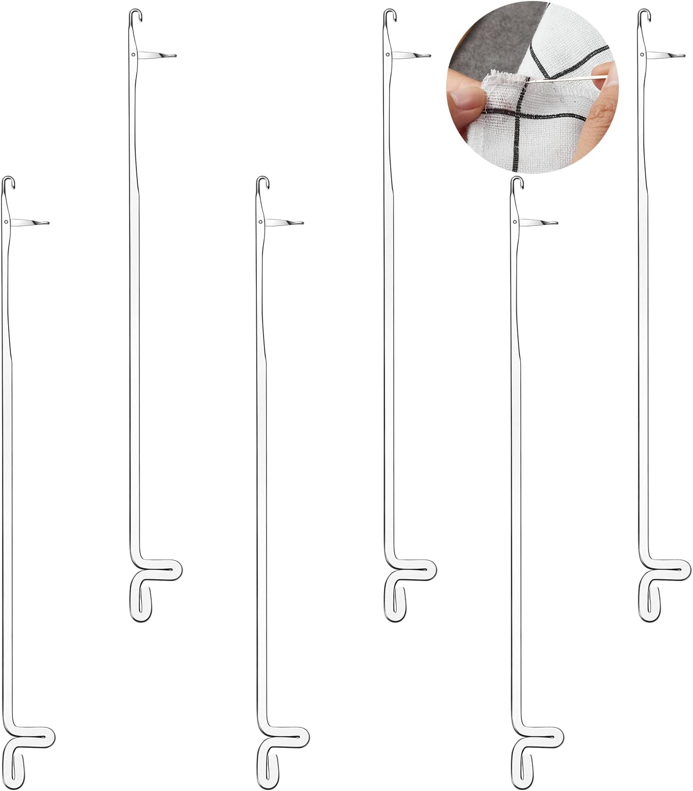 6 Pcs Serging Hooks Latch Crochet Hooks Sewing Needles Stainless Steel Knit Picker Snag Repair Tool for DIY Weave Knitting Revamping Threading Beads Jewelry Making