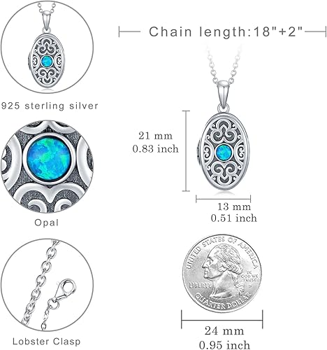 Miniatura 4 de Collar conmemorativo vintage de plata de ley 925, collar con medallón para mujer, joyería conmemorativa de cremación, regalos para seres queridos