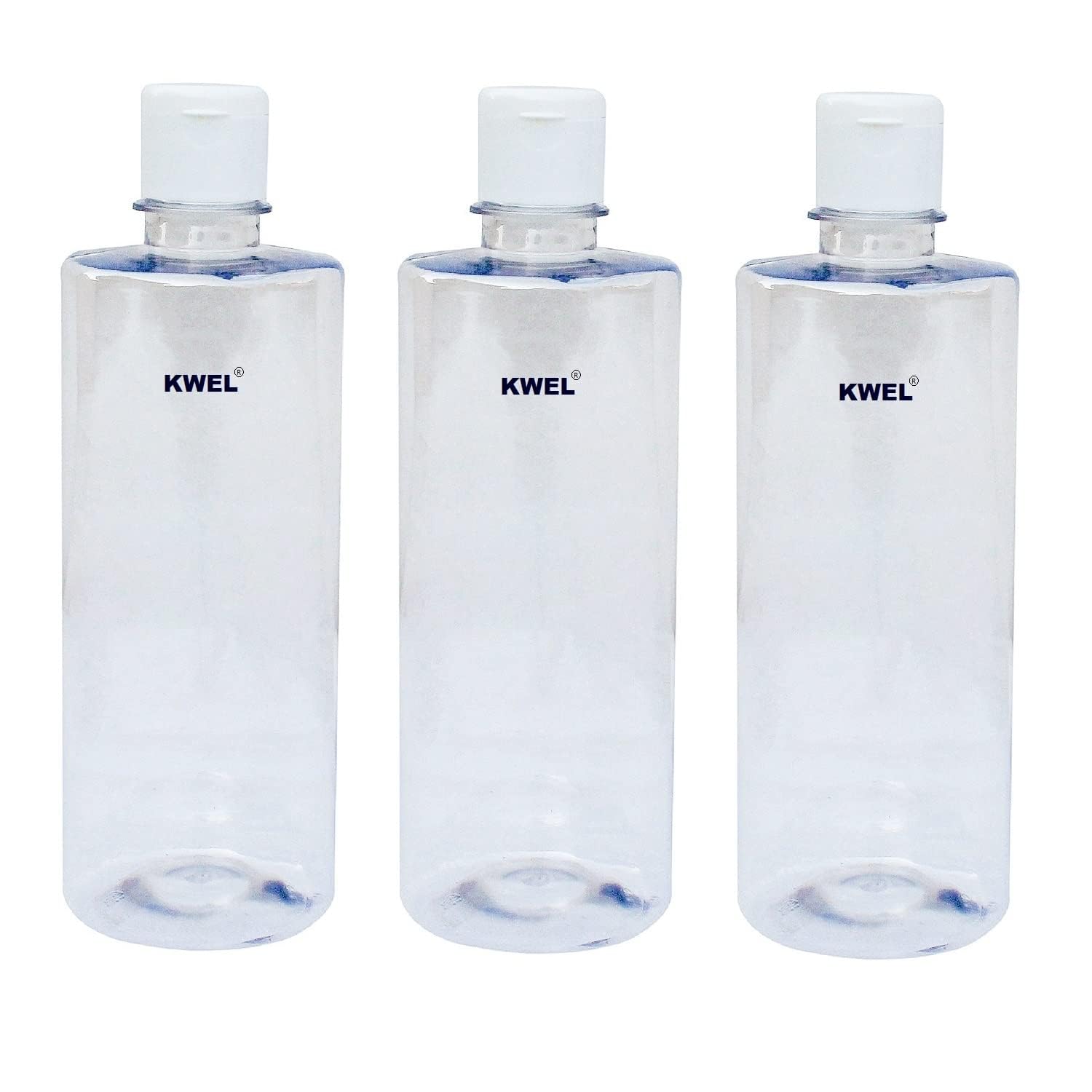 KWEL 500ml Refillable Empty Clear Plastic Sample Mini Bottle With Flip Caps For Fine Drop Liquid Atomizer Sanitizer Air Travel Loations Beauty Makeup (Pack of 3)-image-12
