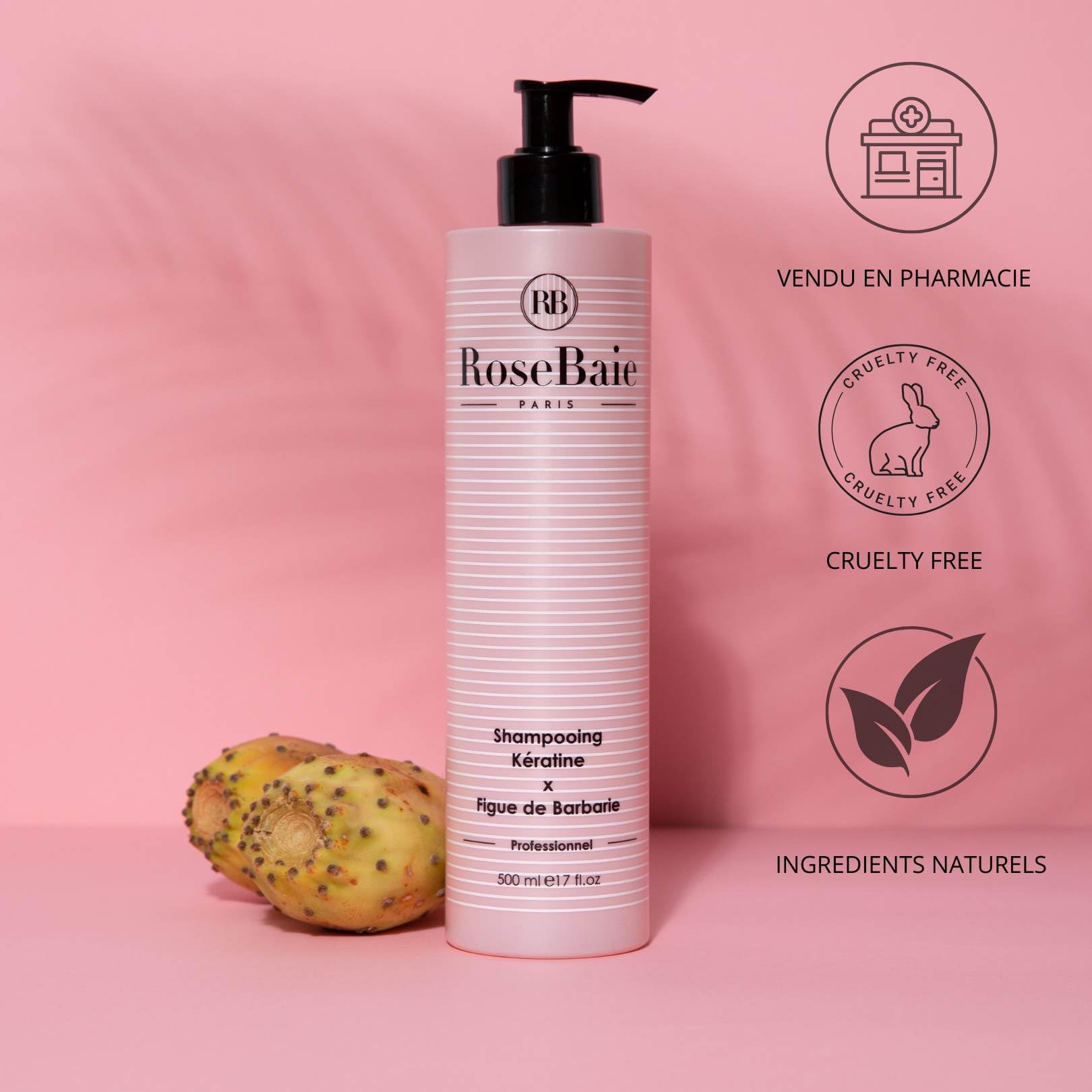 RoseBaie Ma Hair Routine – Cactus Fig – Shampoo 500 ml – Maschera 500 ml – Siero 100 ml + 1 elastico per capelli di colore casuale