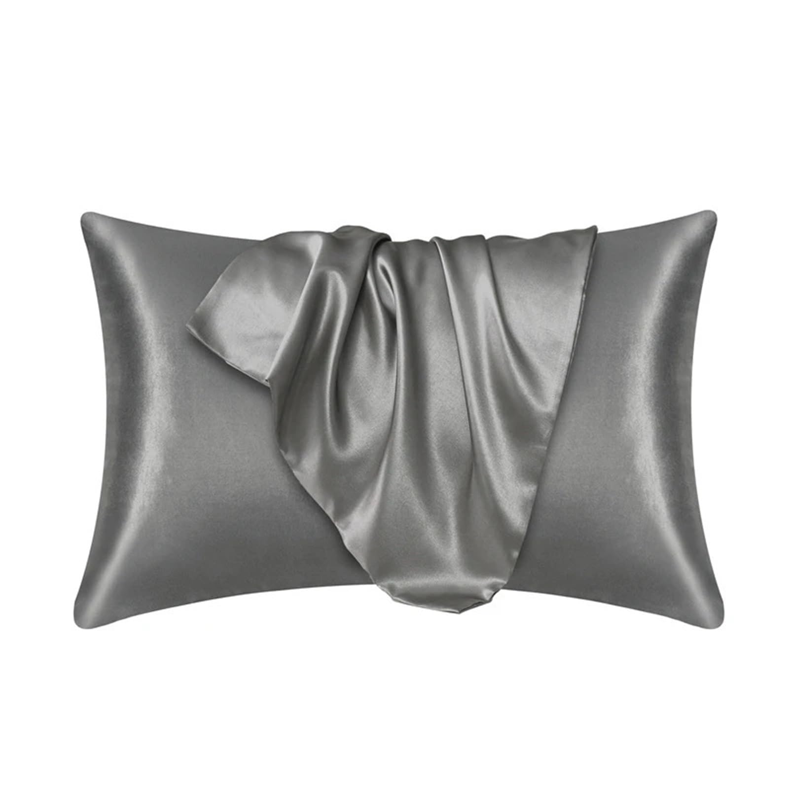Silk Pillowcase Silk Pillow Cover Silky Satin Case Comfortable Home Decor(Dark grey,1PCx51x66cm(20x26in))