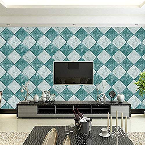 Papier peint salon TV imitation tile pour masquer les imperfections murales