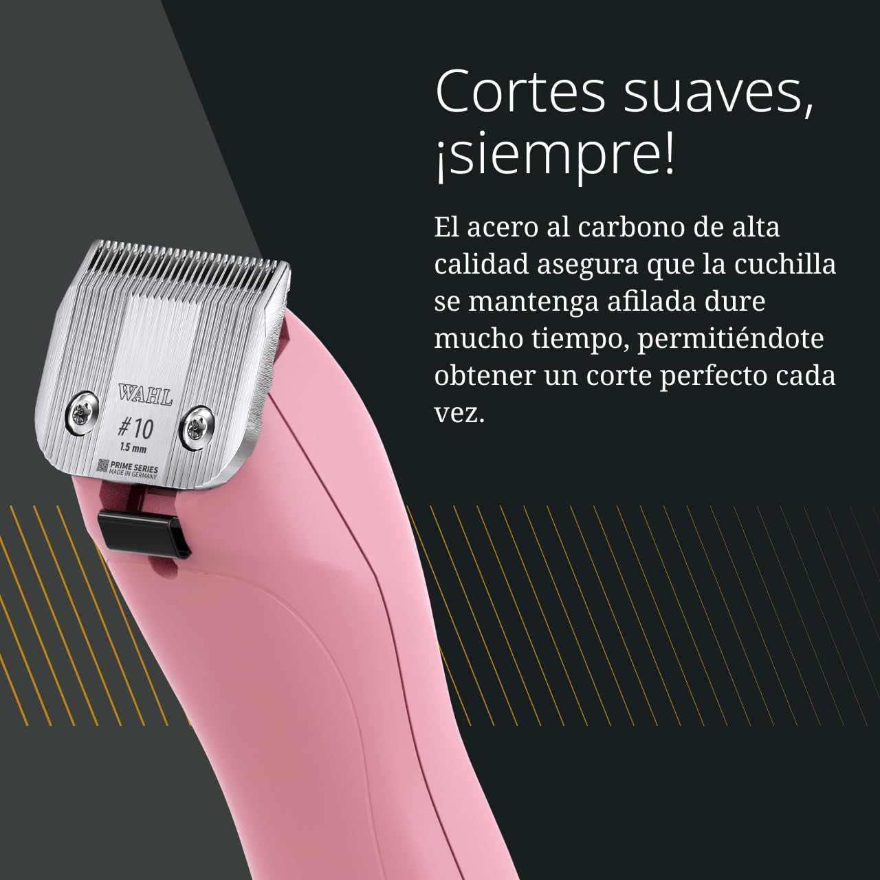 Wahl KM2+, Cortapelos con Cable para Mascotas, Ligero, Rosa | Cortapelos con Cable para Mascotas, Cuchilla Prime #10 de Acero, 2 Velocidades 3000 y 3400 RPM, Cable 4,2 m, Silencioso