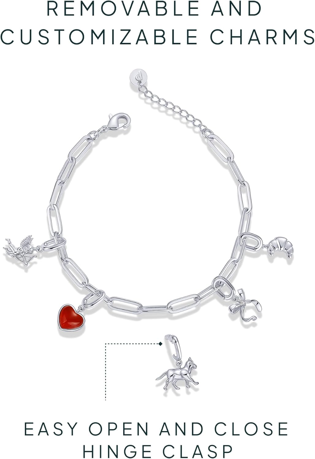 PAVOI 14K Gold Plated Adjustable Bracelet for Women | Twisted Bar & Paperclip Charm Chain Bracelets with Moon, Evil Eye, Teddy Bear, Valentines Day Heart Lock, Airplane, Dog, Cowboy Boot, Cat, Cupid & More | Fashion Jewelry - Image 3