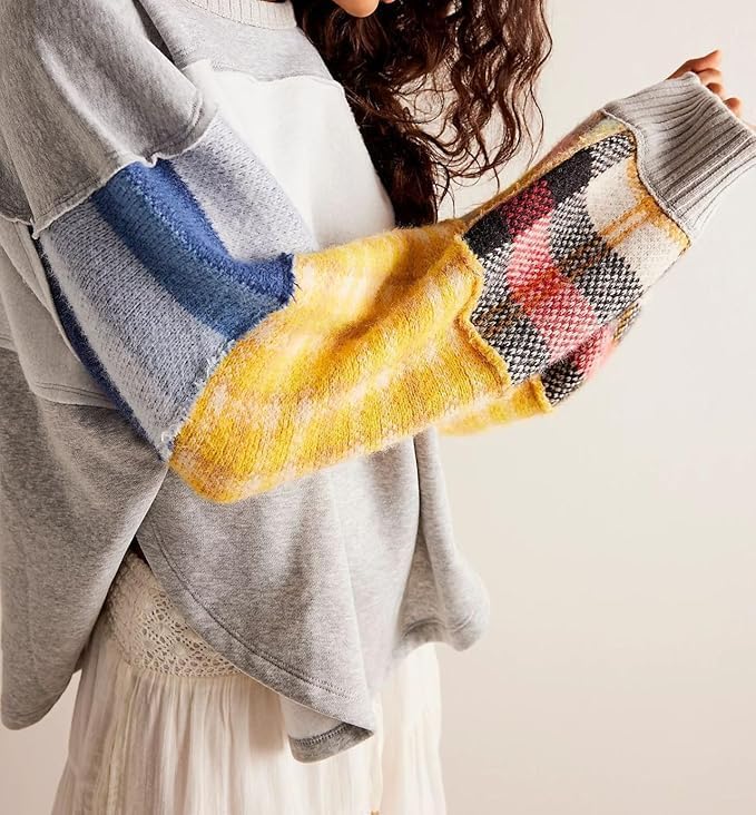 Vhitler Striped Sweatershirt Crewneck Y2k Oversized Sweatershirts Women 2000s Long Sleeve Pullover - Image 3