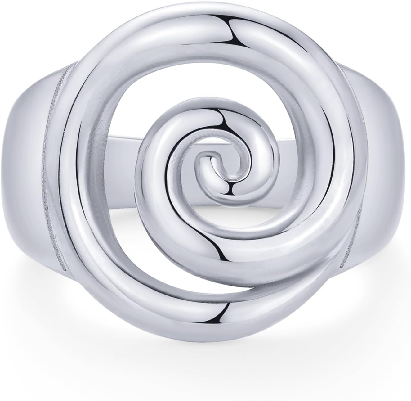 PAVOI 14K Gold Plated Chunky Swirl Ring for Women - Waterproof Stainless Steel Statement Spiral Band Size 8