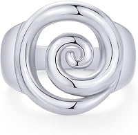 PAVOI 14K Gold Plated Chunky Swirl Ring for Women - Waterproof Stainless Steel Statement Spiral Band Size 8