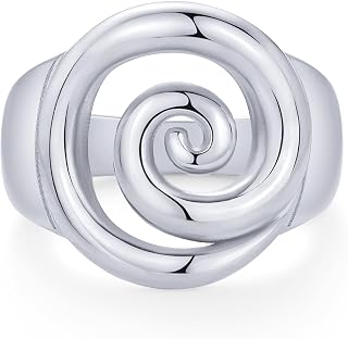 PAVOI 14K Gold Plated Chunky Swirl Ring for Women - Waterproof Stainless Steel Statement Spiral Band Size 8
