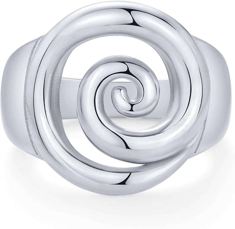 Anillos de remolino gruesos chapados en oro de 14 quilates para mujer - Anillo en espiral llamativo - Bandas de remolino atrevidas impermeables