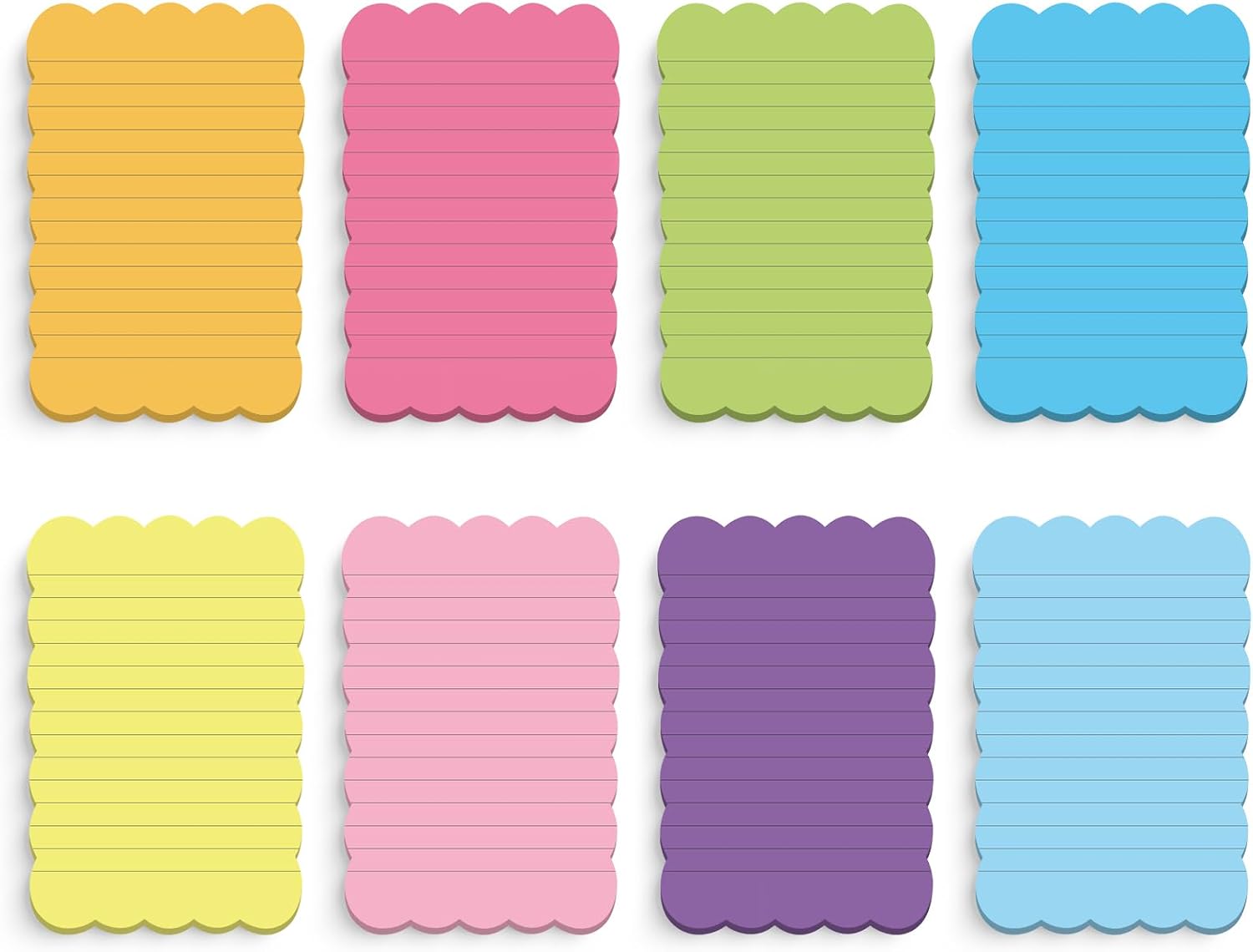 Eaasty 8 Pack Scalloped Sticky Notes Lined 4" X 6" Rainbow Memo Pads