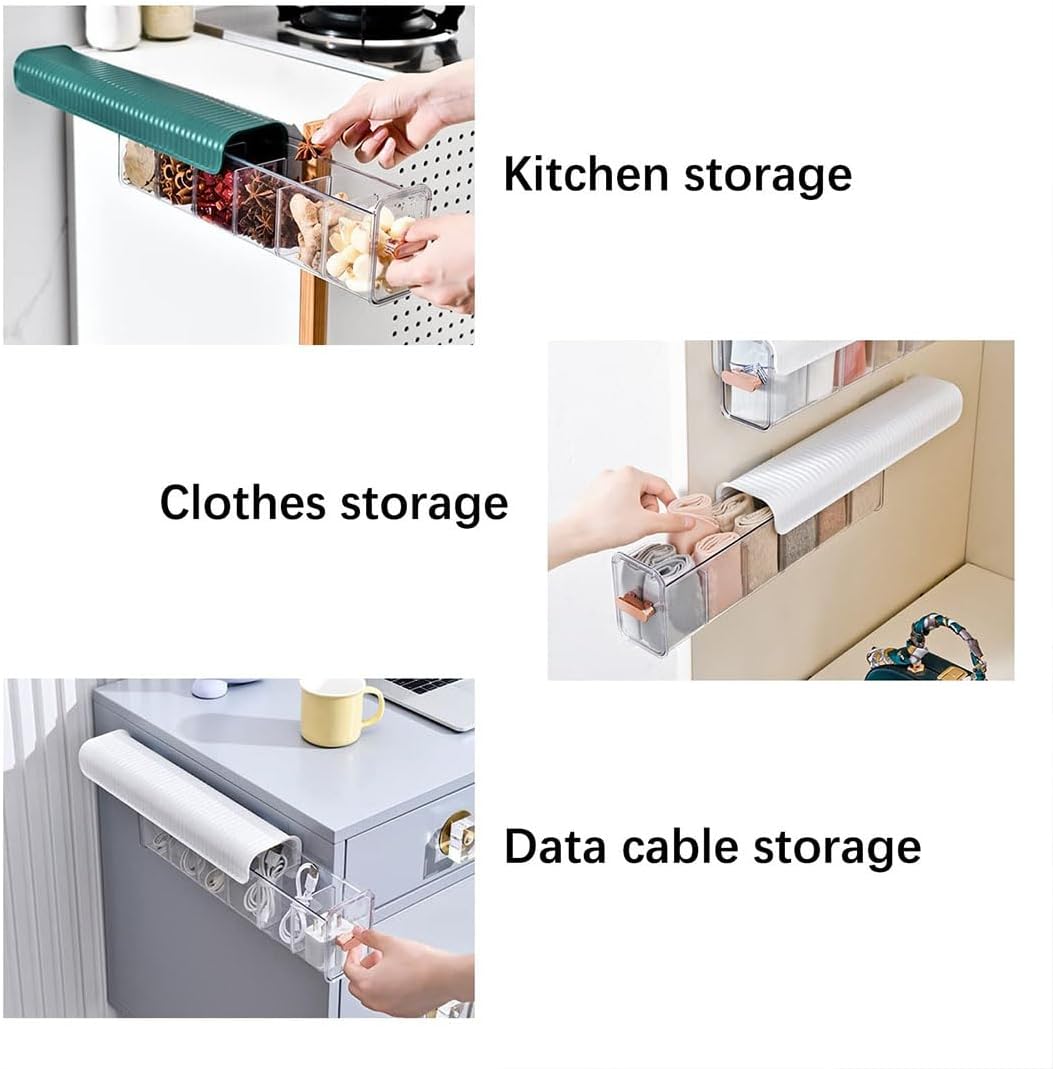 Clear Wall Mounted Organizer, Punch-Free Multi-functional Storage Box, Clear Wall Mounted Drawer Organizer, Underwear Panties Storage Box for Dresser, Drawer, Closet, Cabinets, Shelves (3Pcs)
