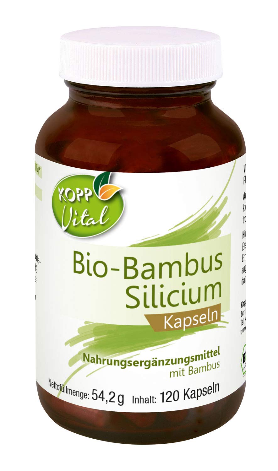 KOPP Vital® Bio-Bambus Silicium Kapseln 51 g, pflanzliche Kapselhülle | 1 x 120 Kapseln, Apothekenqualität, Bio-Qualität, Premium Silicium & Rohstoffe