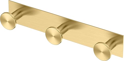 Gatco 1288B Glam All Modern Decor Triple Hook, latón cepillado montado en la pared, estante de 3 ganchos, longitud total 11 pulgadas