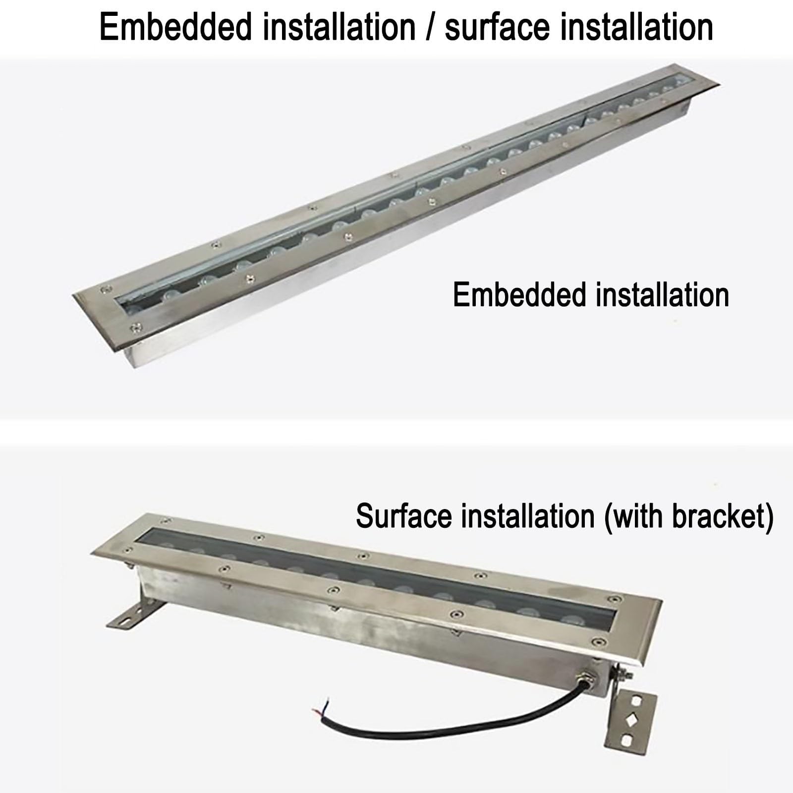 Faretti Subacquei Da Incasso - Faretto A Fascio LED Luci, Luci Subacquee A Strisce LED Impermeabili IP68 Faretti Per Piscina In Acciaio Inossidabile, Luce Subacquea Rettangolare Da 24V(Warm White,9W-3