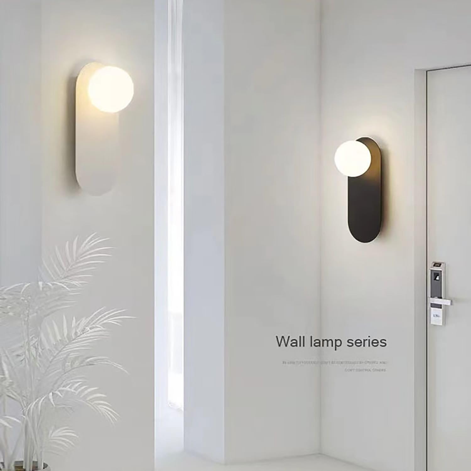 White Bathroom Vanity Light Fixture,Glass Wall Lamp with Sphere Lampshade,Hardwired Hallway Light Fixture,Modern Wall Sconce for Bedside Corridor and Living Room