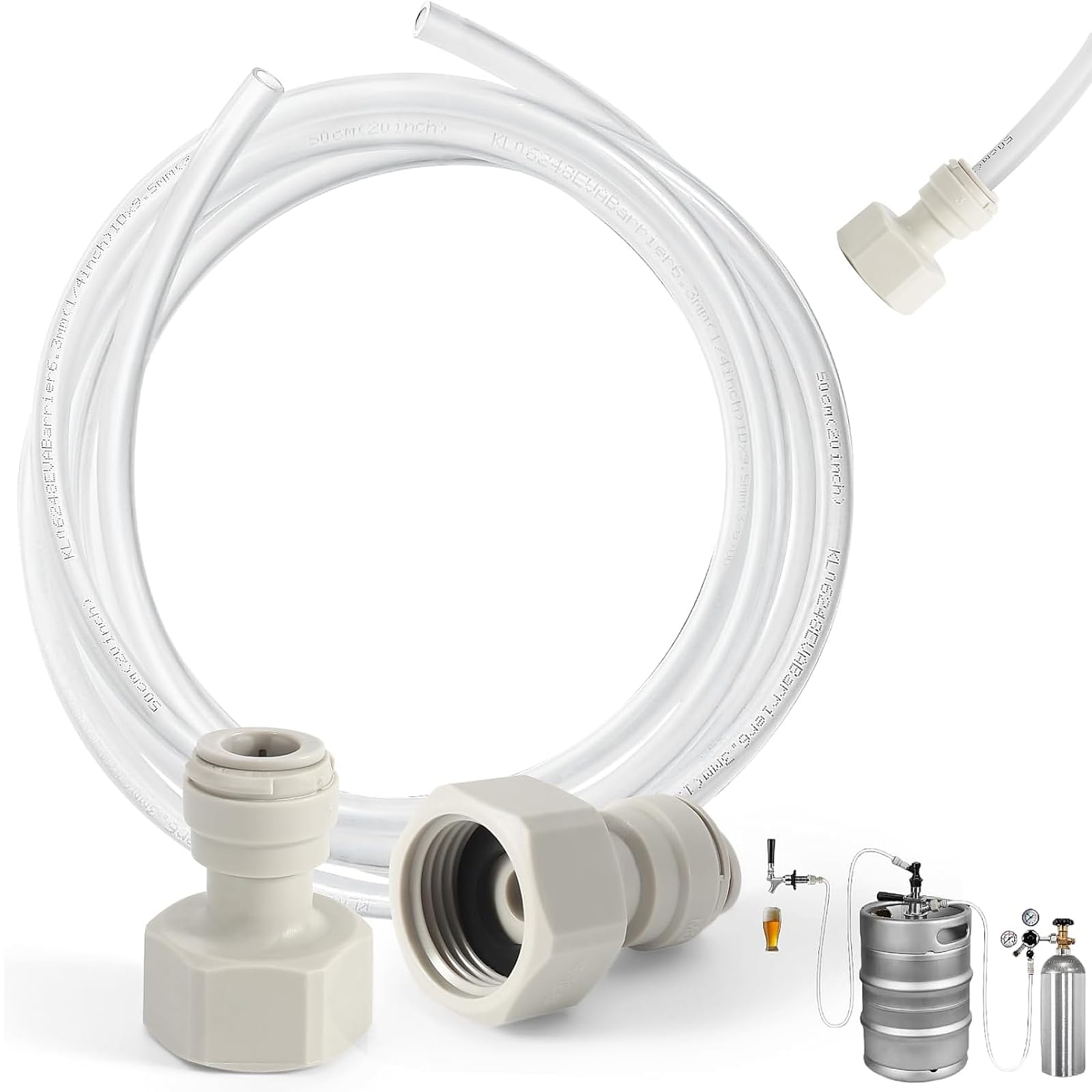 LitKiwi 3ft Draft Beer Line Kit - Clear Vinyl Tubing 5/16ID With Stainless Steel Fittings For Kegerators - View #3