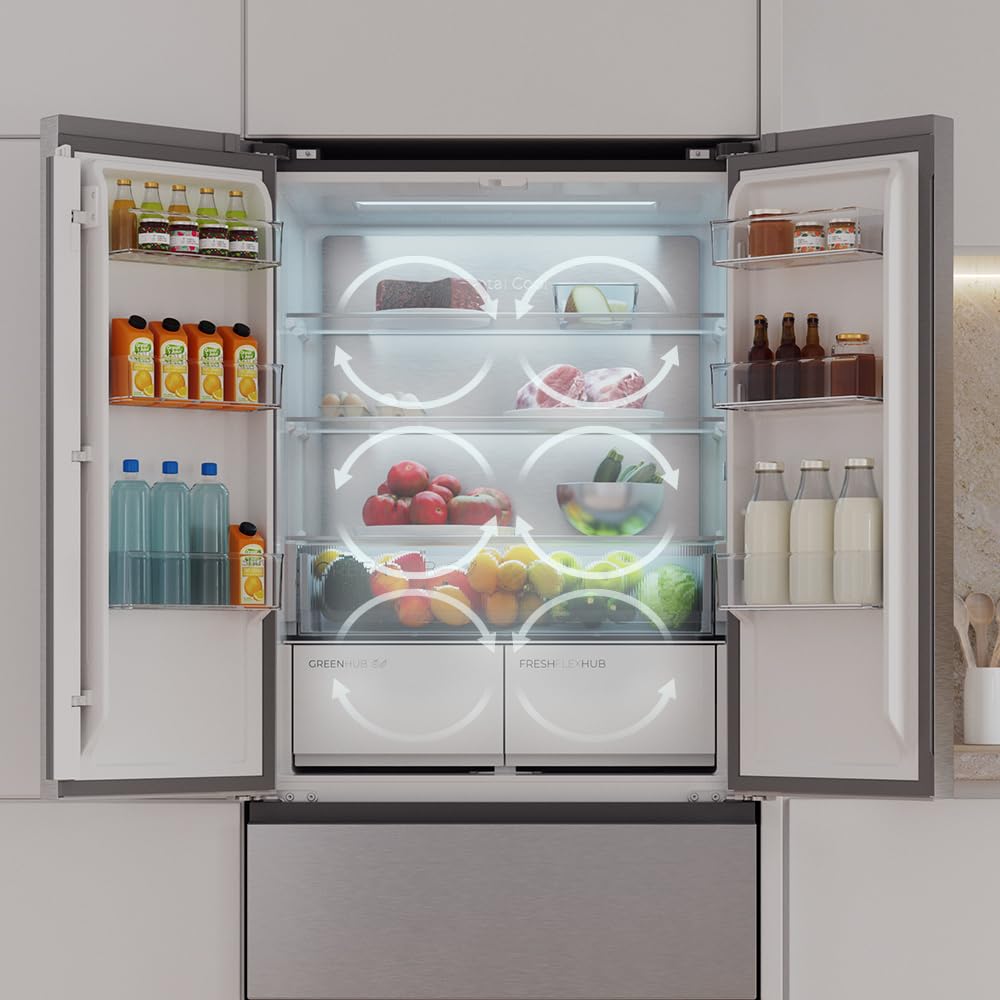 Cecotec Frigorífico Puerta Francesa de 4 Puertas Semi-Integrable Total No Frost Bolero CoolMarket F2D 458 SBI Inox E, 458 Litros, Alto 189 cm y 83 cm Ancho, MetalFlexCooling, Compresor Inverter