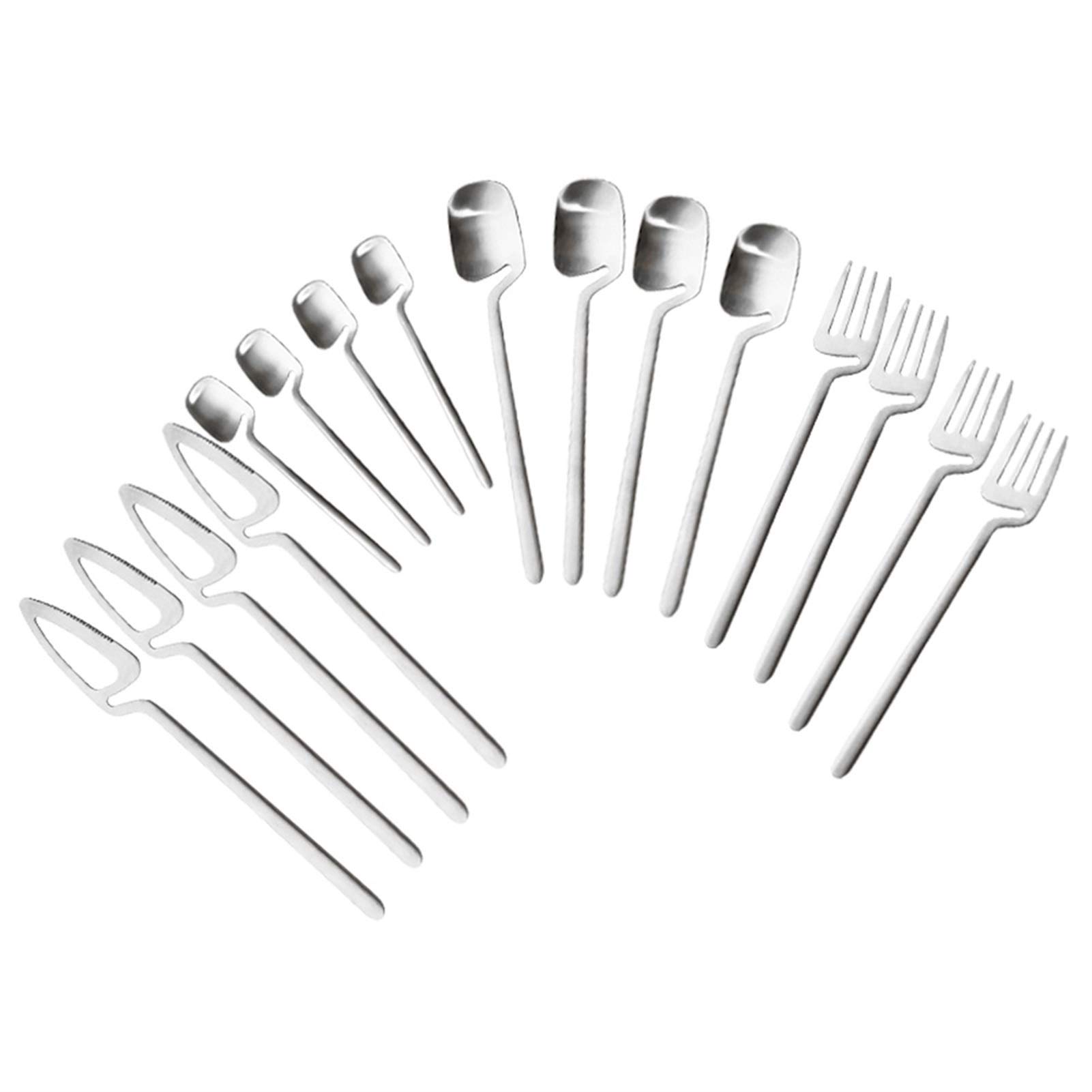 SIIGVER SITIBRE DE SERVICIOS DE ACERO INOXIDABLE 16 PCS MATE CUBIERTARIO CUBIERTAS CAPA CUCHILLA CUCHILLA DE CAPA DE CUCHILLA DE TORRIZADORES OCCIDUTOS CONFIGURAR (Color : Silver)