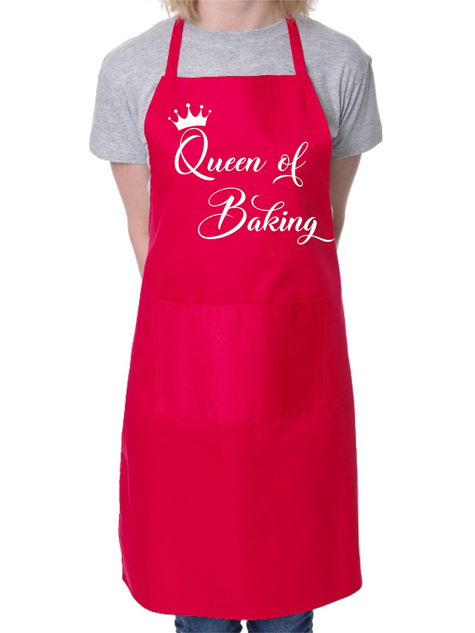 Print4U Queen of Baking Mother's Day Novelty Cooking Bakers Ladies Apron Red
