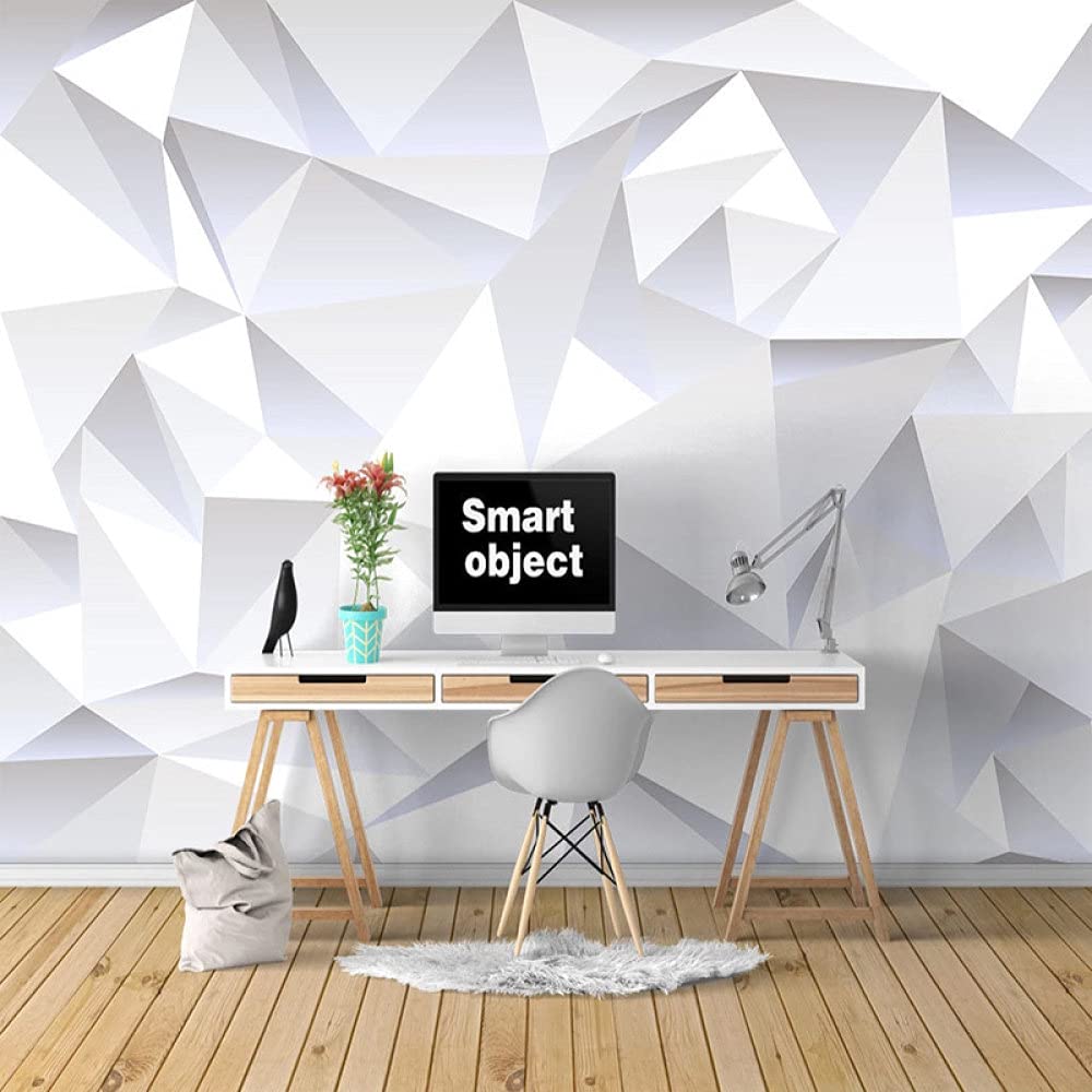 Carta Da Parati,Moderno 3D Solido Triangolo Bianco Geometrico Grande Carta Da Parati Autoadesiva Buccia E Bastone Carta Di Contatto Staccabile Vinile Murale Adatto Per Soggiorno Camera Da Letto Deco
