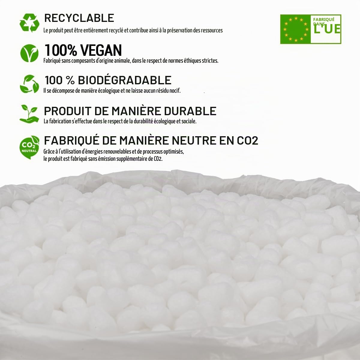verpacking chips de calage BIO en amidon de maïs [couleur & quantité au choix] matériau de calage pour colis 25 litres - blanc