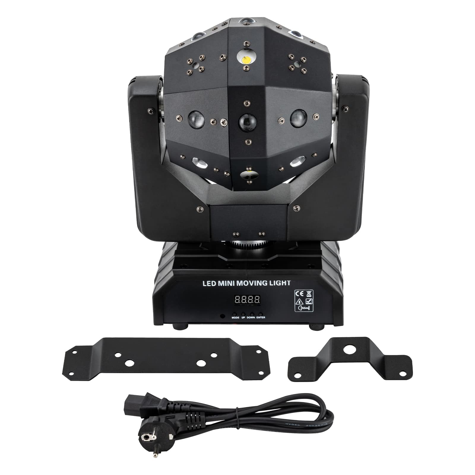 Moving Head,120W 3-in-1 bewegliche Kopfstufenlicht,16-energiesparende LED-Beads, 360° drehbarer,LED-Anzeige,Sound aktiviert, Auto und DMX 512,Bühnenbeleuchtung