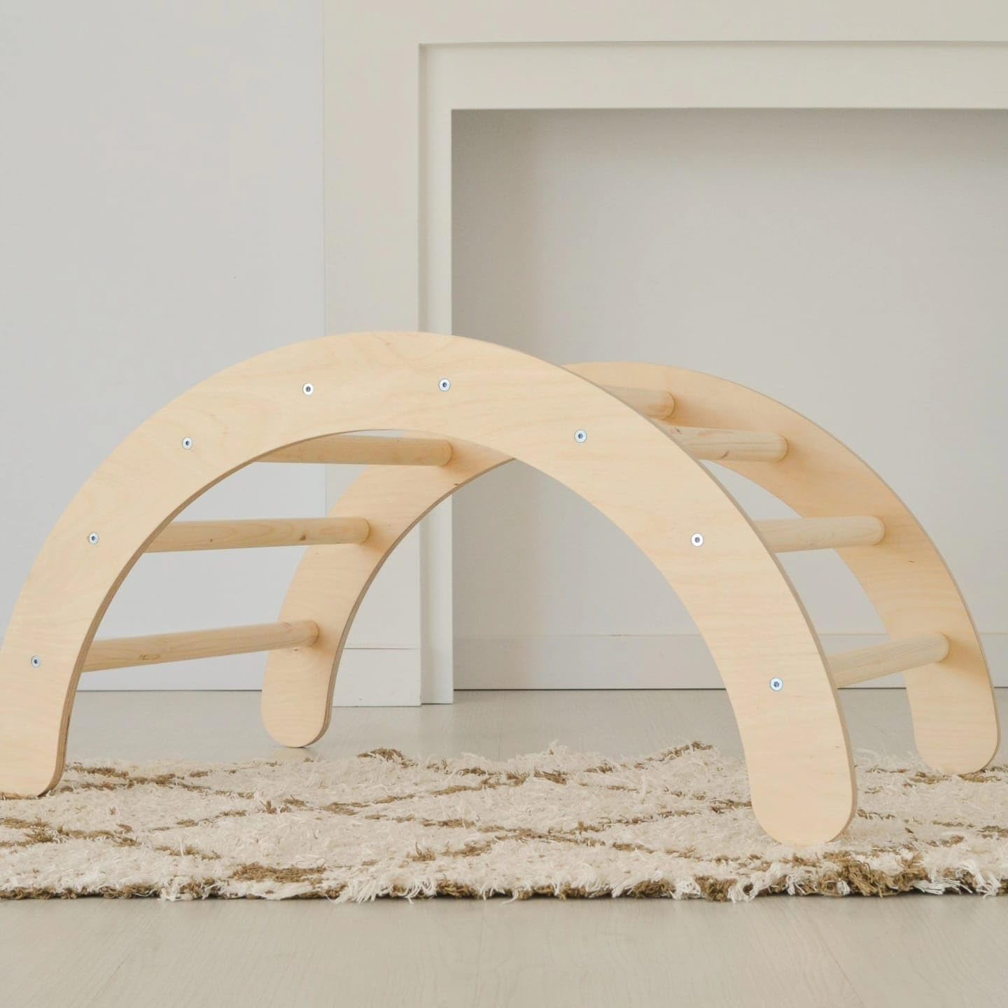 Balancín Montessori de Madera para Bebés - Arco Pikler Evolutivo - Escalera Montessori - Regalo Ideal Bebés Desde 1 Año - 100% Madera Natural - Fabricación Artesanal