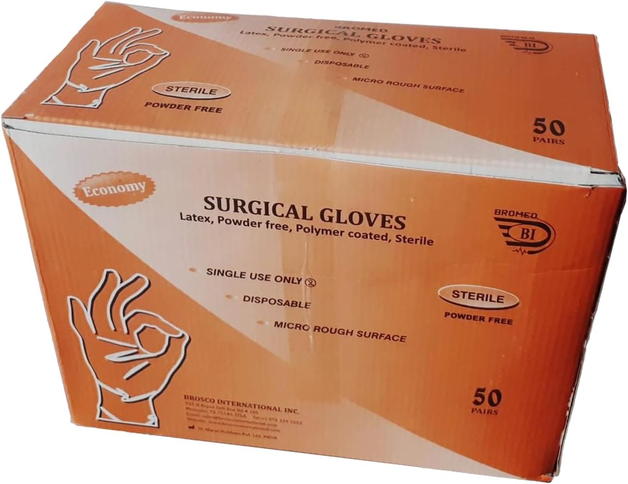 King Mariot Medical Equipments Pack of 50 Sterile Surgical Gloves | Different Sizes | Latex, Powder-Free, Polymer Coated, Sterile (Size 8.0)
