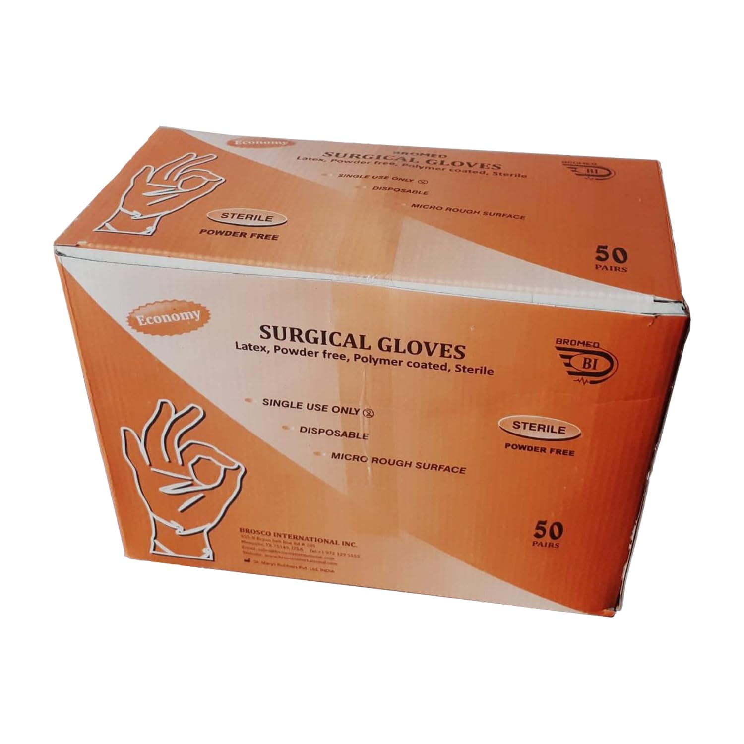 King Mariot Medical Equipments Pack of 50 Sterile Surgical Gloves | Different Sizes | Latex, Powder-Free, Polymer Coated, Sterile (Size 8.0)