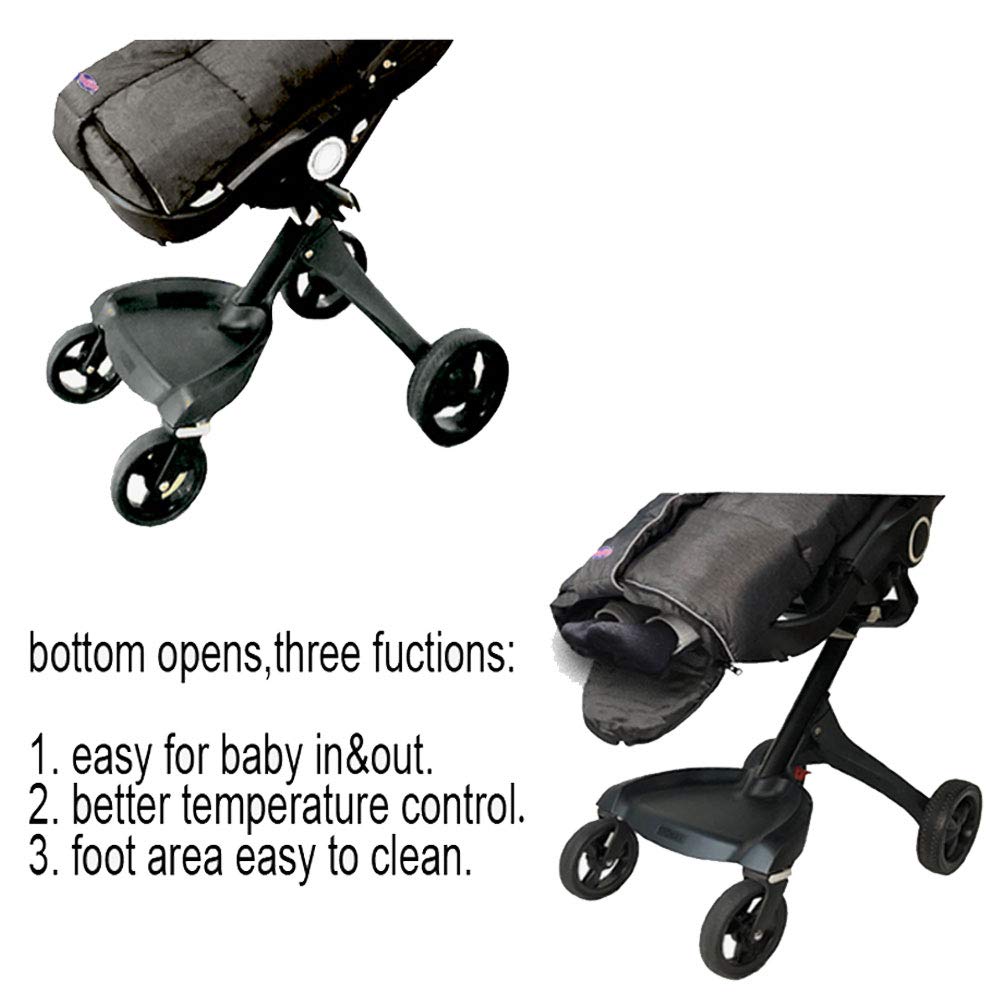Saco impermeable para cochecito de bebé, diseño alemán, doble cremallera frontal para cochecito de bebé, color negro