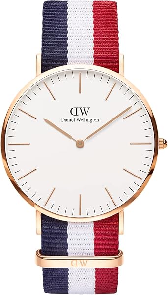 Daniel Wellington Classic Cambridge Orologio Uomo, 40mm, in NATO,  Blu/Bianco/Rosso/Oro Rosato : Daniel Wellington: Amazon.it: Orologi