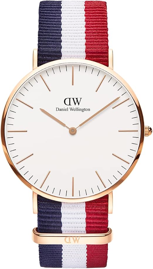 Daniel Wellington Classic Cambridge Orologio Uomo, 40mm, in NATO,  Blu/Bianco/Rosso/Oro Rosato : Daniel Wellington: Amazon.it: Orologi