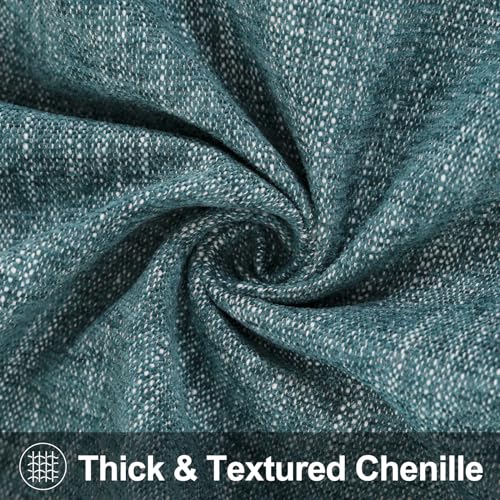 Housse de coussin decorUhome de qualité supérieure en chenille bleu sarcelle - 4