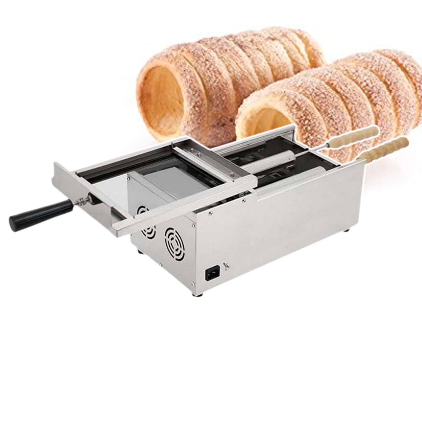 AYCDL Chimney Cake Roller Grill Oven, Waffle Cone Baker Maker Snack Machine, Stainless Steel Ice Cream Cone Grill Maker